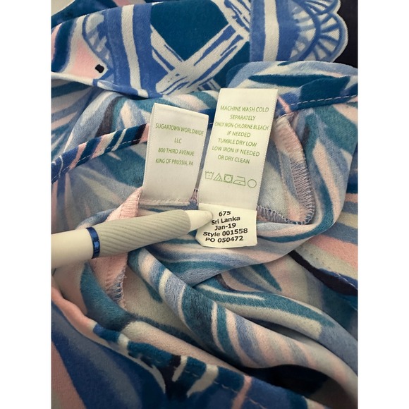 Lilly Pulitzer Dress Sleeveless Pink Blue Print Resort Mini Tie Waist - Picture 8 of 8